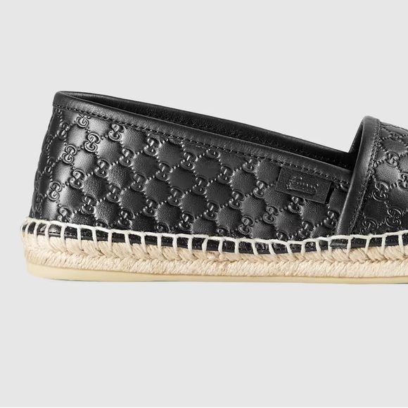 NEW GUCCI MICROGUCCISSIMA LEATHER ESPADRILLE AUTHENTIC SHOES BLACK - Picture 6 of 6